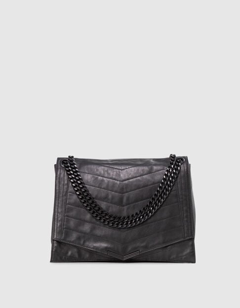 The 1. Women's black quilted leather XL bag - IKKS