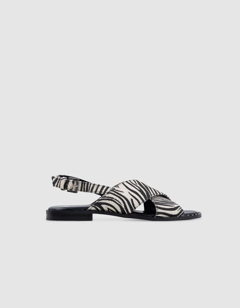 Women's zebra print canvas flat sandals - IKKS