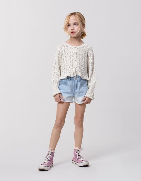 Waterless blue denim shorts with deep dye effect for girl - IKKS