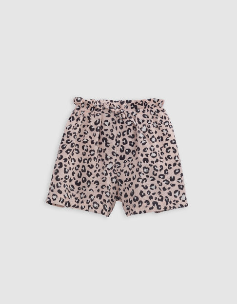 Pink leopard print shorts for girl - IKKS