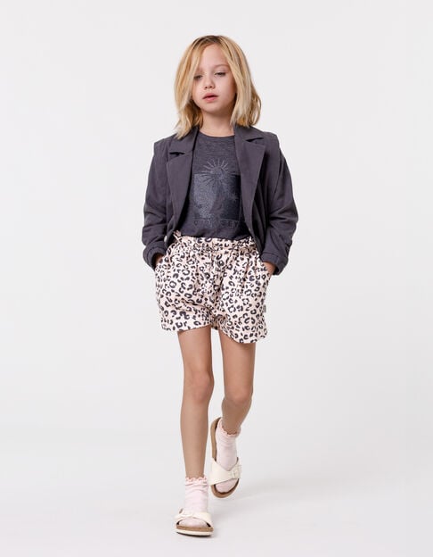 Pink leopard print shorts for girl - IKKS