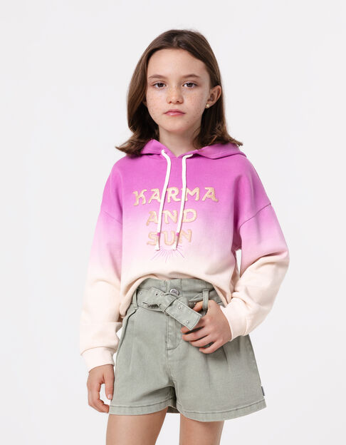 Purple deep dye hoodie with message for girl - IKKS