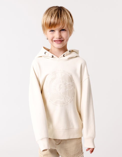 Beige sun-moon pattern hoodie for boy - IKKS