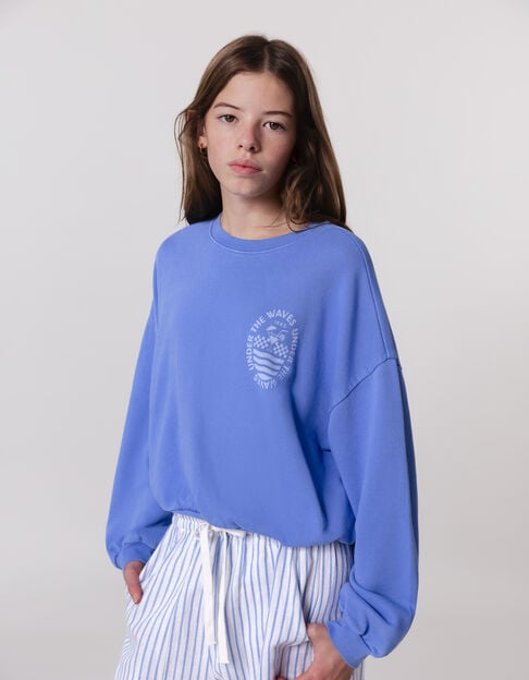 Blue sweatshirt maxi visual back for girl - IKKS