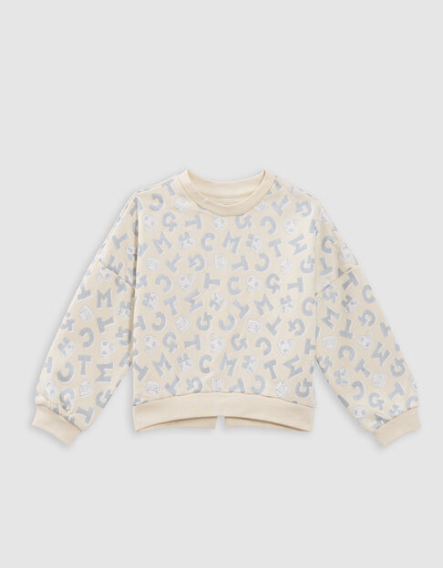 Girl's ecru sweatshirt with metallic letters TAMAGOTCHI - IKKS