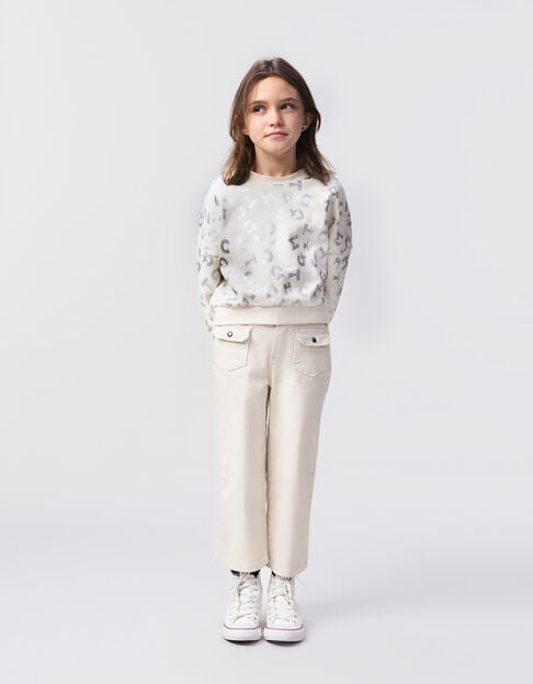 Girl's ecru sweatshirt with metallic letters TAMAGOTCHI - IKKS