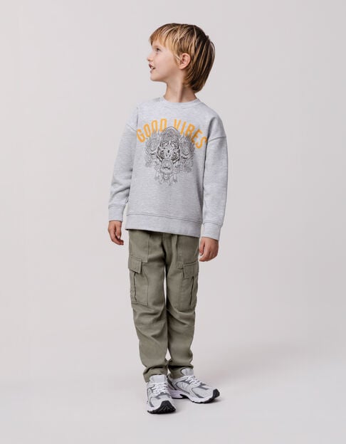 Grey visual tiger-balinese mask sweatshirt for boy - IKKS
