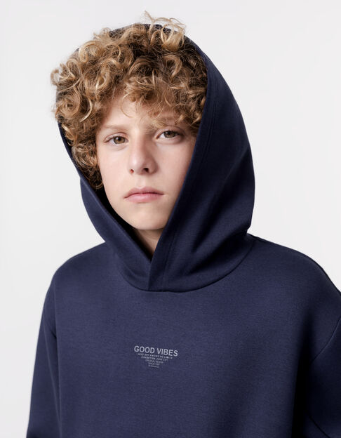 Navy sweatshirt message flocked rubber for boy - IKKS