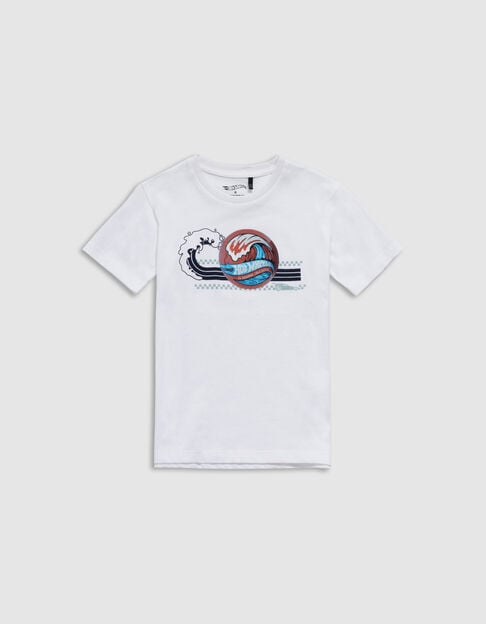 White organic badge T-shirt HOT WHEELS x IKKS boy - IKKS