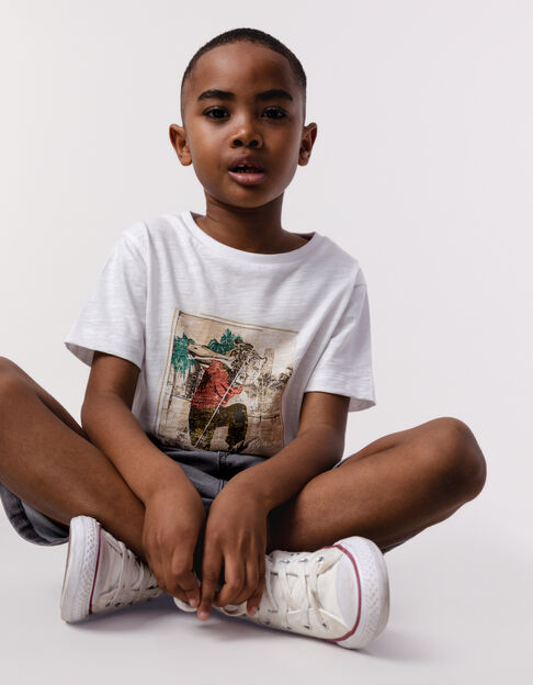 Boy's white organic cotton tiger head t-shirt for boy - IKKS