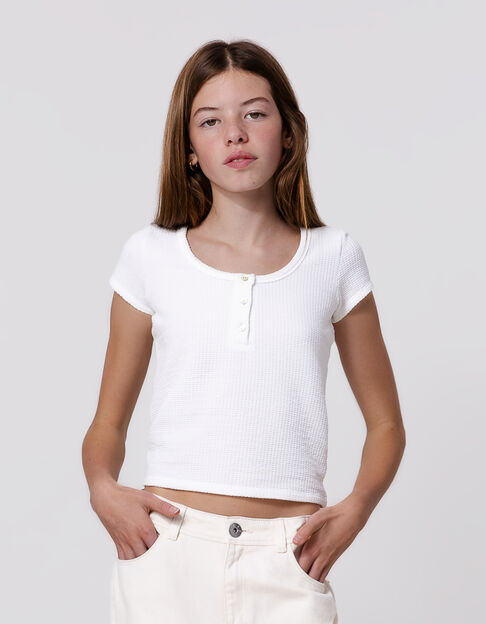 White honeycomb T-shirt for girl - IKKS