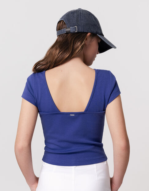 Blue low-cut T-shirt for girls - IKKS