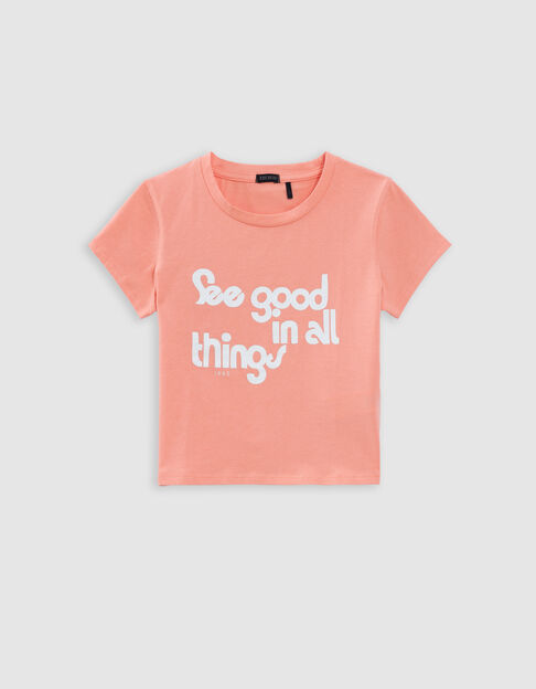 Coral cropped T-shirt for girls - IKKS