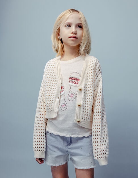 Cream t-shirt embroidered sandals for girl - IKKS