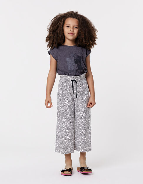 Grey t-shirt with glittery visuals and stud for girl - IKKS