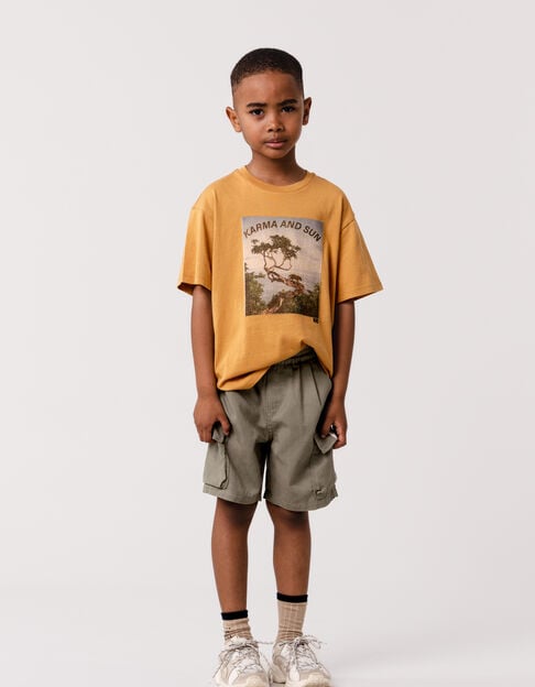 Yellow T-shirt organic cotton tiger on tree boy - IKKS