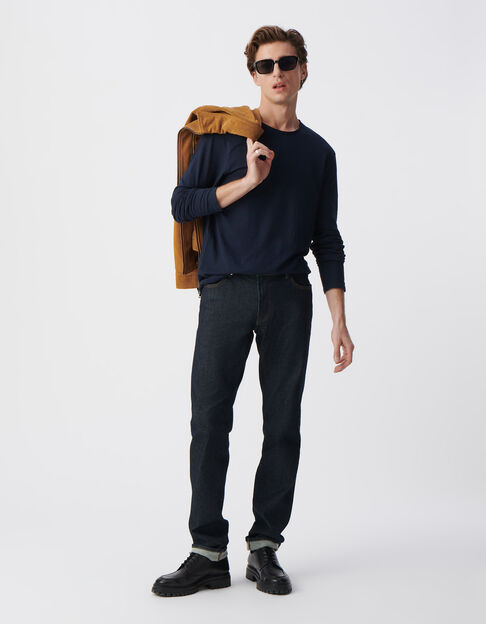 Men’s navy Essential round-neck long-sleeve t-shirt - IKKS