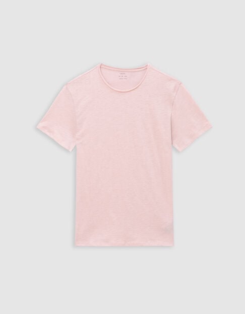 Men’s pink organic cotton Essential crew neck T-shirt - IKKS