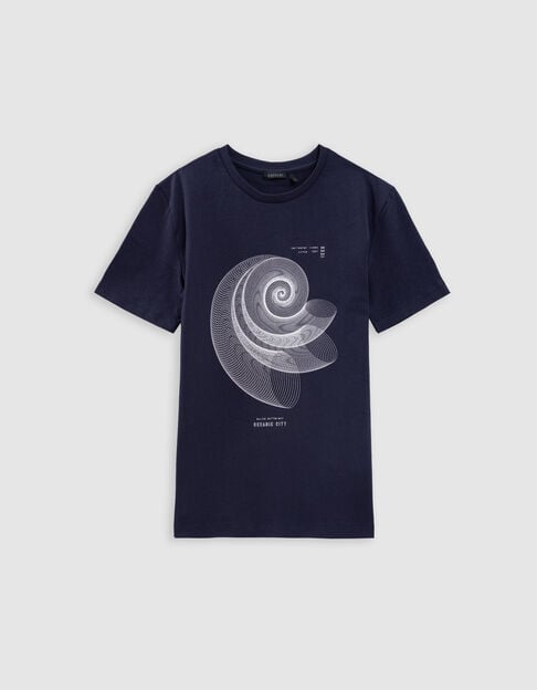 Navy T-shirt organic cotton spiral shell boy - IKKS