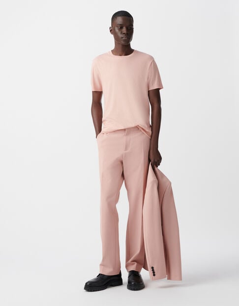 Men’s pink cotton modal crew neck T-shirt - IKKS