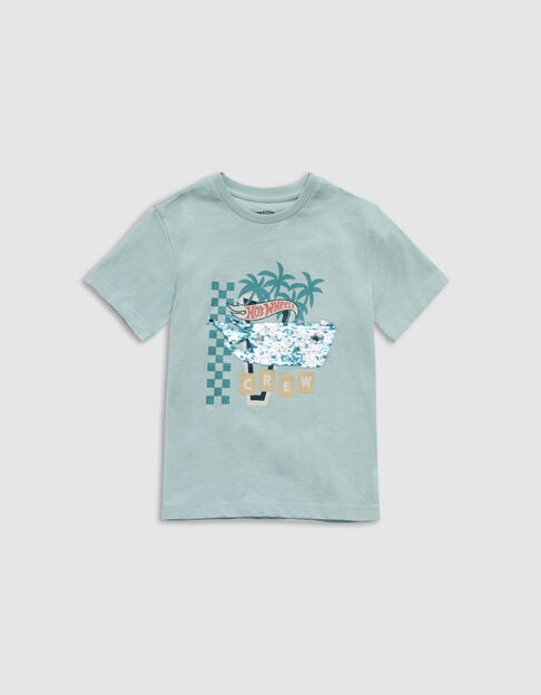 HOT WHEELS x IKKS boy's organic green sequin t-shirt - IKKS