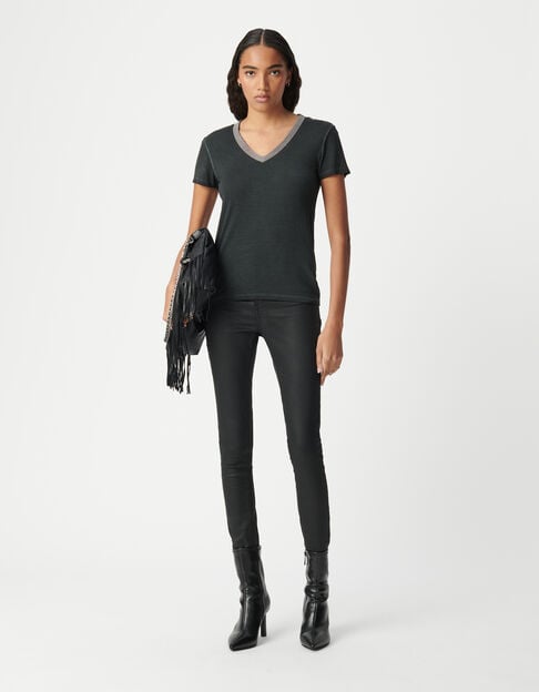 Women's black beaded T-shirt - IKKS