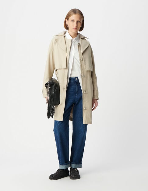 Women's beige 2-in-1 trench coat with removable jacket - IKKS