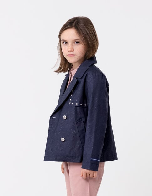 Sequined navy short trench for girl - IKKS