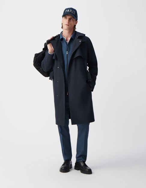 Men’s navy nylon WATERPROOF trench coat - IKKS