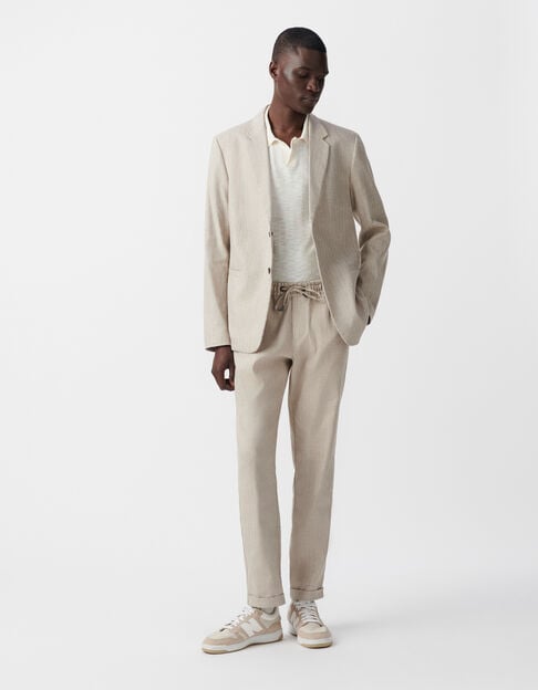 Men’s beige linen blend suit jacket - IKKS