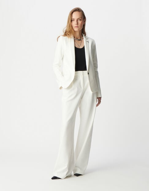 Women’s white Milano knit fitted suit jacket - IKKS
