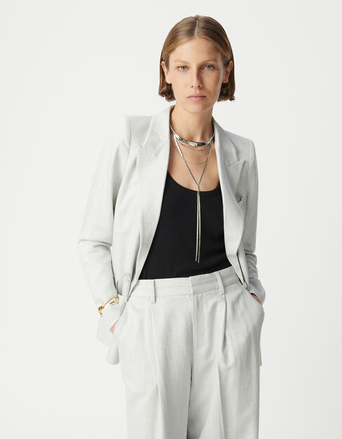 Women's grey sequined double-breasted suit jacket - IKKS