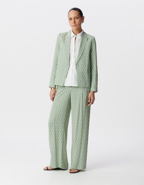 Women's green ethnic print suit jacket - IKKS