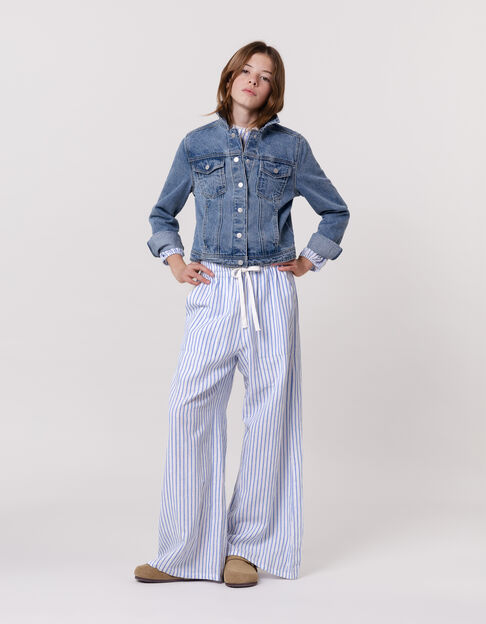 Blue cropped denim jacket for girl - IKKS