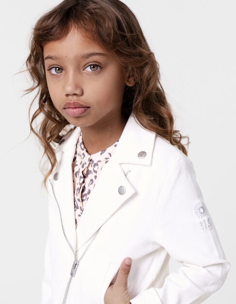 Ecru denim biker jacket for girl - IKKS