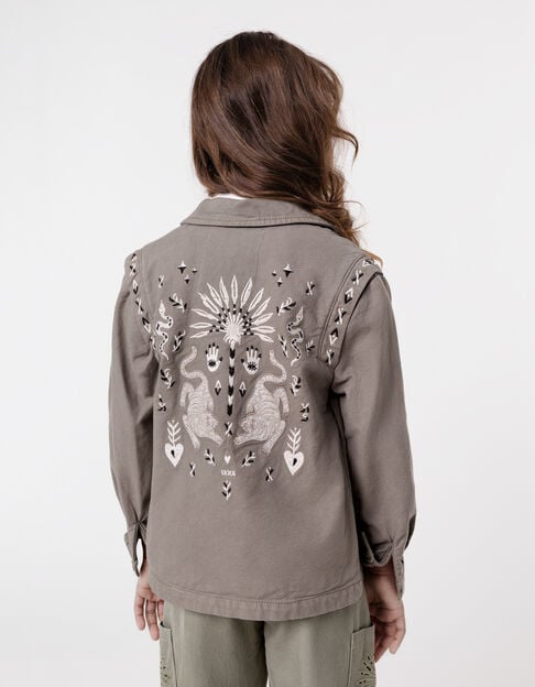 Khaki safari jacket maxi back embroidery for girl - IKKS